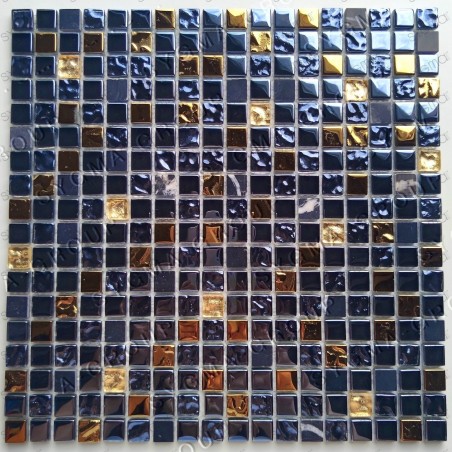 Schwarz schillernde Mosaikfliese für Küche und Bad YAKO