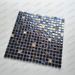 Schwarz schillernde Mosaikfliese für Küche und Bad YAKO